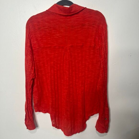 Free People Orange Collared Knit Button Up Sz S Shirt - Picture 8 of 8